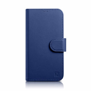 iCarer Maki apvalks 2in1 vāks iPhone 14 Pro Max Anti-RFID ādas atverams apvalks zils (WMI14220728-BU)