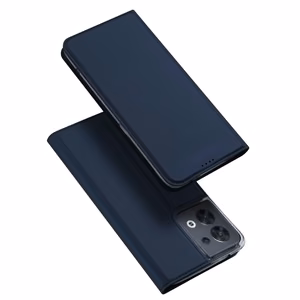 Dux Ducis Skin Pro viedtālruņa apvalks Oppo Reno 8 ar atveramu vāciņu, karšu maciņu un statīvu, zils