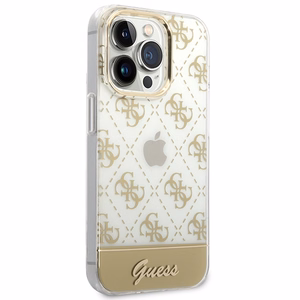 Guess GUHCP14XHG4MHG iPhone 14 Pro Max 6.7" auksinis / auksinis viedtālruņa apvalks 4G ar rakstainu šrifta dizainu