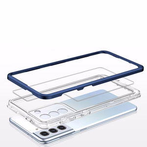 Clear 3in1 viedtālruņa apvalks Samsung Galaxy S23 silikona apvalks ar rāmi zils