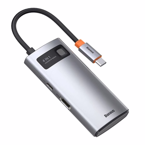 Centrmezgls 4in1 Baseus Metal Gleam Series, USB-C uz USB 3.0 + USB 2.0 + HDMI + USB-C PD