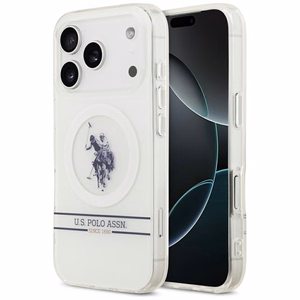 US Polo DH un apakšējās joslas logotips Magnētiskais apvalks iPhone 17 Pro - balts