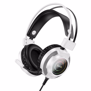 HOCO vadu austiņas USB A + Jack 3,5 mm ar mikrofonu spēlēm W110 2 m baltas