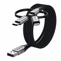 Vention USB 2.0 A Male to 3-in-1 Micro-B&USB-C&Lightning Male Cable 1M pelēks Aluminum Alloy Type