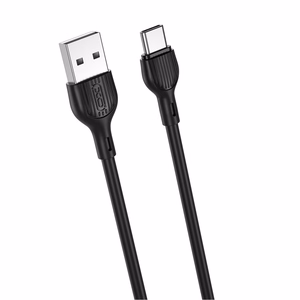 XO NB200 USB–USB-C kabelis, 1,0 m, 2,1 A, melns