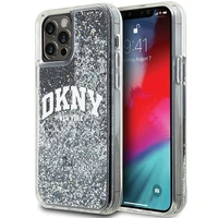 DKNY Liquid Glitter Big Logo viedtālruņa apvalks iPhone 12 Pro/12 - melns