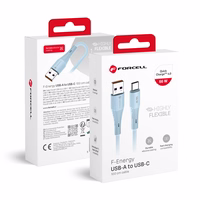 FORCELL F-ENERGY C342 kabelis USB A uz Type C QC4.0 3A 66W Silikona 1 m zils
