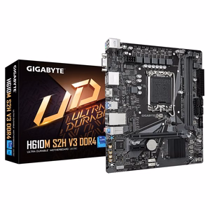 Gigabyte H610M S2H V3 DDR4 mātesplate - atbalsta Intel Core 14. paaudzes procesorus, 4+1+1 hibrīdais digitālais VRM, līdz 3200MHz DDR4, 1xPCIe 3.0 M.2, GbE LAN, USB 3.2 Gen 1