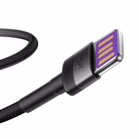 Baseus Cafule USB-C kabelis Huawei SuperCharge, QC 3.0, 5A 1m (melns + pelēks)