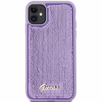 Guess Sequin Script Metal apvalks viedtālrunim iPhone 11 / Xr - violets