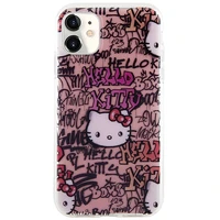 Hello Kitty IML grafiti viedtālruņa apvalks iPhone 11 / Xr - rozā