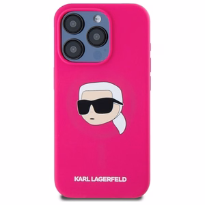 Karl Lagerfeld KLHMP15LSKHPPPLF iPhone 15 Pro 6.1" fuksijas/fuksijas cietais apvalks Silikona Karl galvas apdruka MagSafe