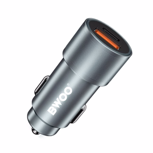 Auto lādētājs Bwoo (CC73) (1xUSB; 1xUSB-C; 38W), melns
