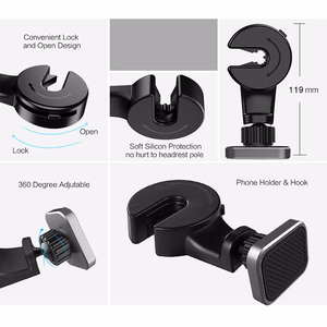 Magnetic car holder headrest mount Type 2 black-red