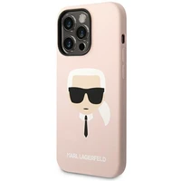 Karl Lagerfeld KLHCP14LSLKHLP iPhone 14 Pro 6.1 "cietais apvalks rozā/rozā Silikona Karla Galva