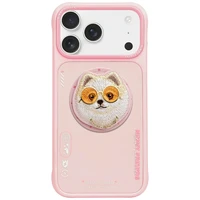 Nimmy Glasses Cool Dog magnētiskais viedtālruņa apvalks iPhone 17 Pro Max - rozā