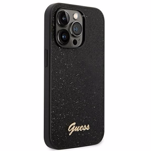 Guess Glitter Script viedtālruņa apvalks iPhone 14 Pro - melns