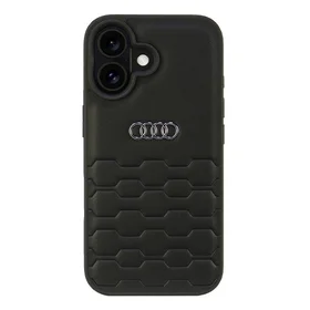 Audi Sintētiskās ādas iPhone 16 6.1" melns/melns cietais apvalks AU-TPUPCIP16-GT/D2-BK
