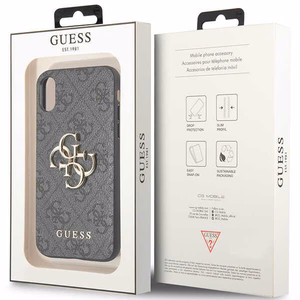 Guess 4G lielais metāla logotips viedtālruņa apvalks iPhone X/XS - pelēka
