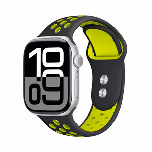 Crong Duo Sport siksniņa Apple Watch 38 / 40 / 41 / 42 mm, melna un laima zaļa