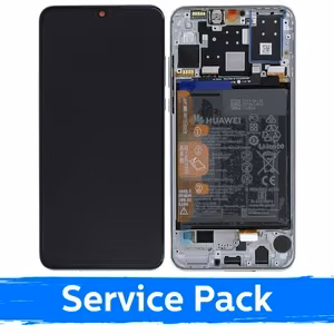 LCD displejs saderīgs ar Huawei P30 Lite ar rāmi / Pearl White / (Service Pack)