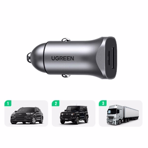Auto lādētājs Ugreen CD130 USB-C/USB-A 30W pelēks