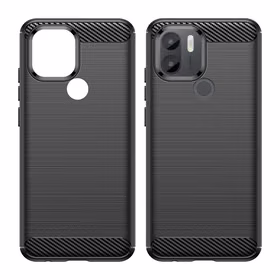 Carbon Case viedtālruņa apvalks Xiaomi Redmi A1+ elastīgs silikona oglekļa pārklājums melns