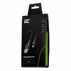 Green Cell KABGC24 Lightning kabelis 0,3 m, melns