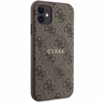 Guess GUHMN61G4GFRW iPhone 11 6.1" / Xr brūns/brūns cietais apvalks 4G kolekcija ādas metāla logotips Magnētiskais