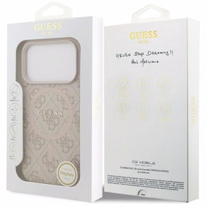 Guess 4G Ring Classic Logo MagSafe Чехол для iPhone 17 Pro - розовый