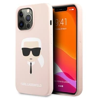 Karl Lagerfeld Silikona Karl`s galvas viedtālruņa apvalks iPhone 13 Pro / 13 6.1" - gaiši rozā