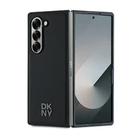DKNY Magnētiskais vienkāršs ādas metāla apvalks ar logotipu Samsung Galaxy Z Fold 6 - melns
