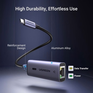 Pelēks Ugreen CM648 USB-C–RJ45 tīkla adapteris (25052)