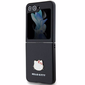 Hello Kitty Metal Logo Kitty Head viedtālruņa apvalks Samsung Galaxy Z Flip 5 - melns