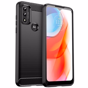 Carbon viedtālruņa apvalks elastīgs pārsegs Motorola Moto G Play 2022 melns