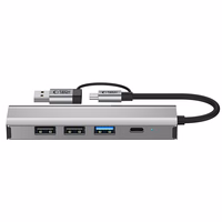 Tech-Protect HB03 HUB adapteris 5in1 USB-C + USB2.0 + USB3.0 + RJ45 - pelēks