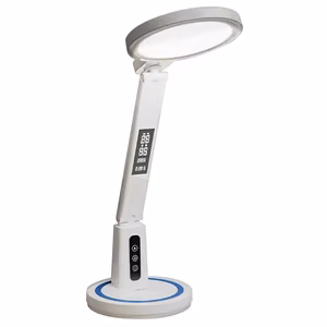 Galda lampa LED DL-02 bezvadu ar digitālo pulksteni balta