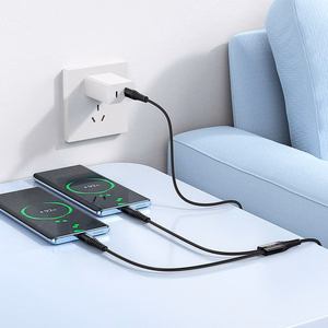 Cable 2in1 USB C to USB C+C Hoco 1 m X123 black