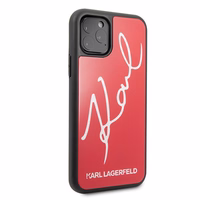 Karl Lagerfeld Signature Glitter viedtālruņa apvalks iPhone 11 Pro Max - sarkans