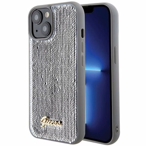 Guess Sequin Script Metal viedtālruņa apvalks iPhone 15 - sudraba