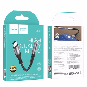 Audio adapteris Hoco LS33 Type-C uz 3,5 mm pelēks