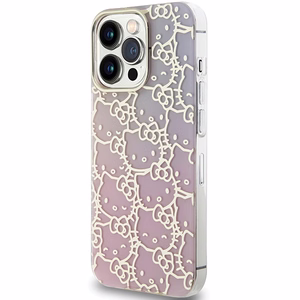 Hello Kitty IML Gradient Electrop Crowded Kitty Head viedtālruņa apvalks iPhone 14 Pro Max - rozā