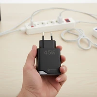 FORCELL F-ENERGY GaN III B245202(1A1C) īpaši plāns ceļojumu lādētājs 1 x Type C + 1 x USB A PD QC4.0 3A 45W melns