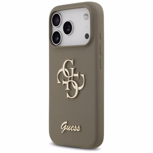 Guess чехол для iPhone 17 Pro GUHCP17LSC4GSMW (Silicone W/ Big 4G Script) коричневый