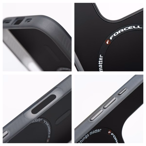 Viedtālruņa apvalks FORCELL F-PROTECT Levels ar divslāņu 4D tehnoloģiju, militārā triecientesta sertifikātu, saderīgs ar MagSafe, paredzēts IPHONE 16 PLUS dūmakains melns