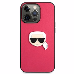 Karl Lagerfeld Leather Ikonik Karl's Head Metal чехол для iPhone 13 Pro / 13 6.1" - розовый