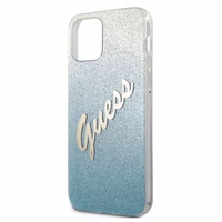 Guess GUHCP12LPCUGLSBL iPhone 12 Pro Max 6.7" zilais kietais vāciņš Glitter Gradient Script