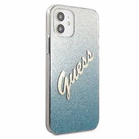 Guess GUHCP12SPCUGLSBL iPhone 12 mini 5.4" zils/zils cietais apvalks Glitter Gradient Script