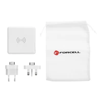 FORCELL F-ENERGY daudzfunkcionālais lādētājs 15W 4in1 ar USB/USB-C pieslēgvietu, portatīvo lādētāju 8000mAh un bezvadu uzlādi