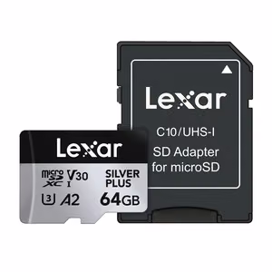 Lexar High-Performance Silver Plus microSDXC atmiņas karte 64 GB + adapteris